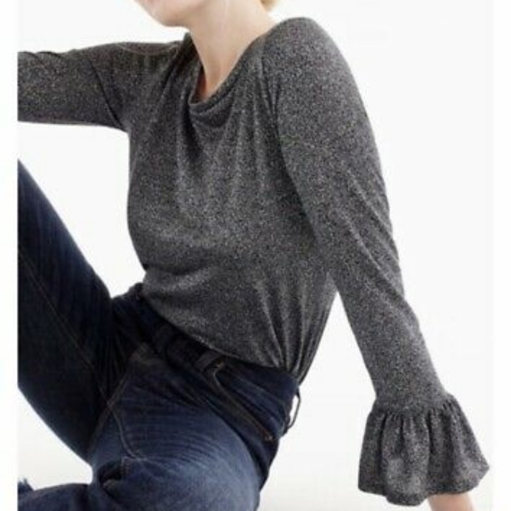 NWT J Crew sparkle bell sleeve top Size S